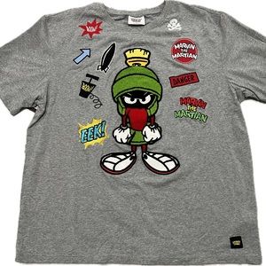 Looney Tunes Marvin the Martian Collage Tee, Gray
